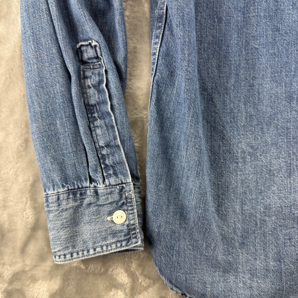 American Eagle Mens Denim Button Down Shirt Medium Wash Blue Cotton Small 11/18 - Picture 14 of 16